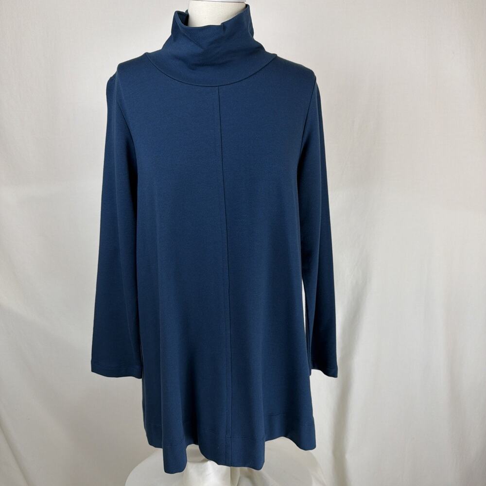 NWT Chalet F63418 "Jolene" Blue Long Sleeve Cowl Neck Long Tunic USA #0733 SM